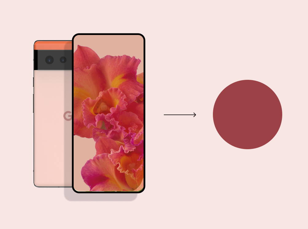 Red source color is extracted from a wallpaper